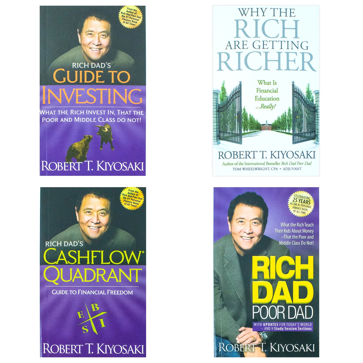 Robert T. Kiyosaki Collection – 4 Book Set: Rich Dad Poor Dad, Cashflow Quadrant, Guide to Investing & More - By Robert T. Kiyosaki - Paperback