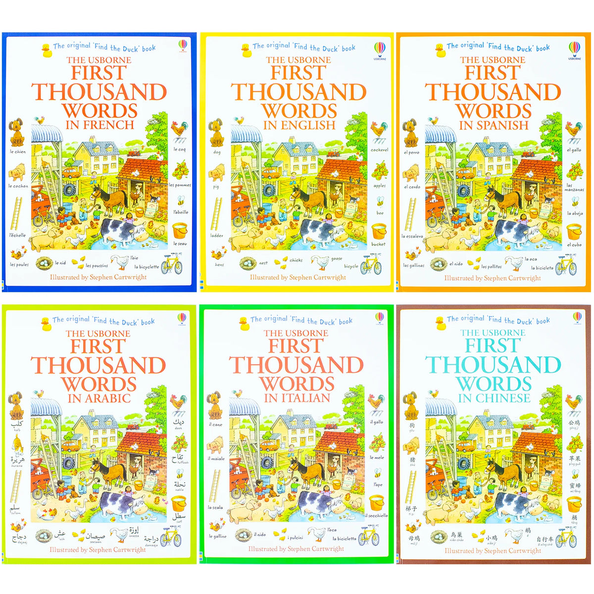 Usborne First Thousand Words – 6 Book Language Collection: English, Arabic, Chinese, Italian, French & Spanish - By Heather Amery - Paperback