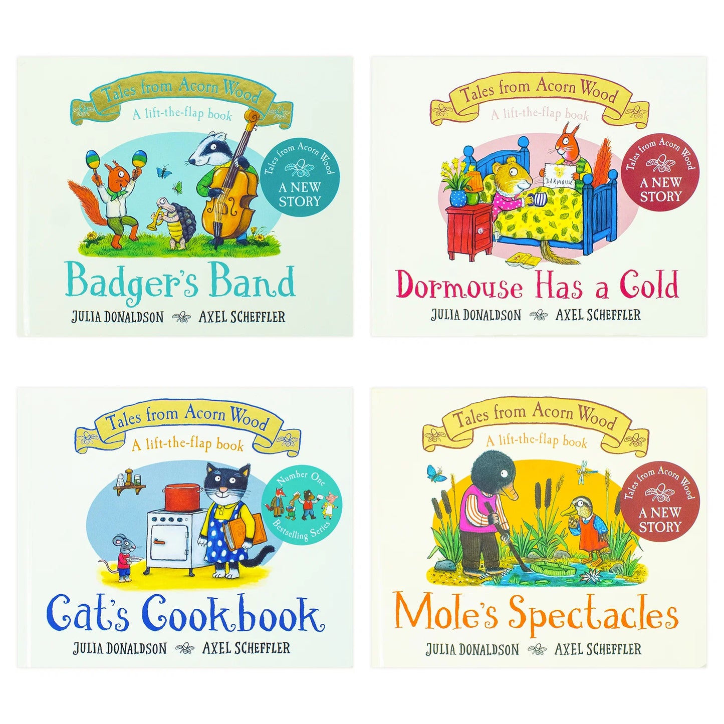 Tales From Acorn Wood – 5 Book Collection Set: Cat's Cookbook, Squirrel's Snowman, Mole's Spectacles, Badger's Band & Dormouse Has a Cold - By Julia Donaldson