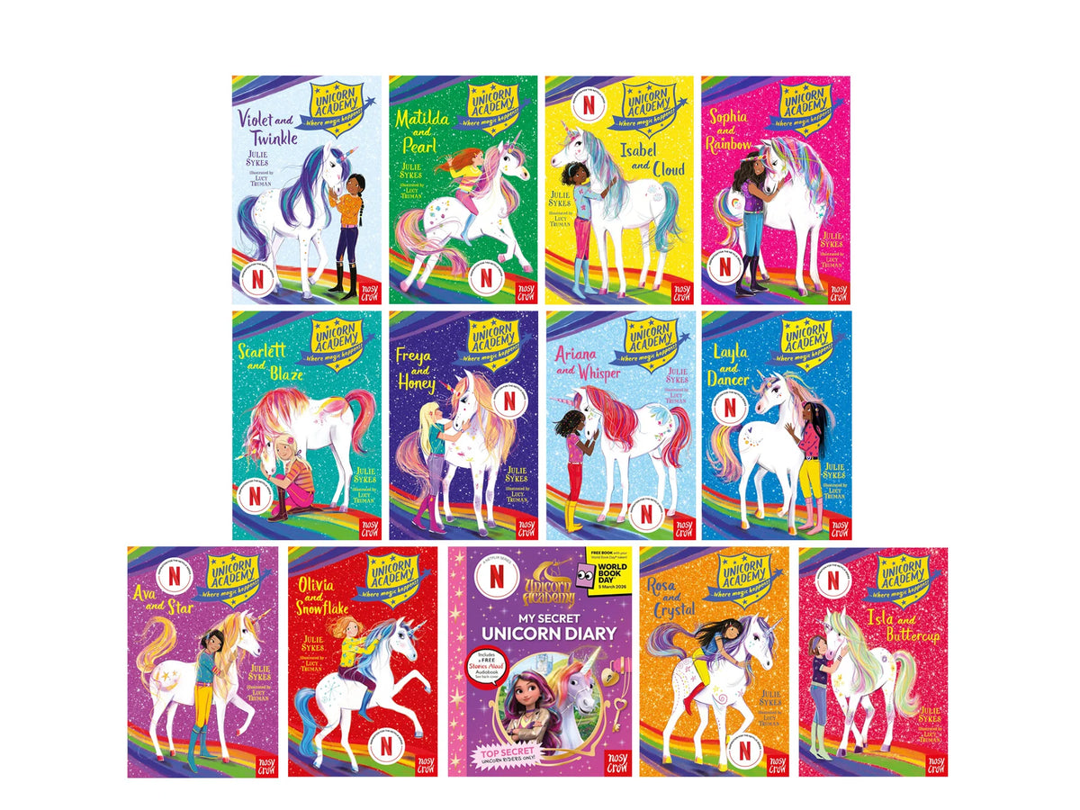 Unicorn Academy Where Magic Happens Series – 13 Book Set: My Secret Unicorn Diary, Violet and Twinkle & More - By Julie Sykes - Paperback