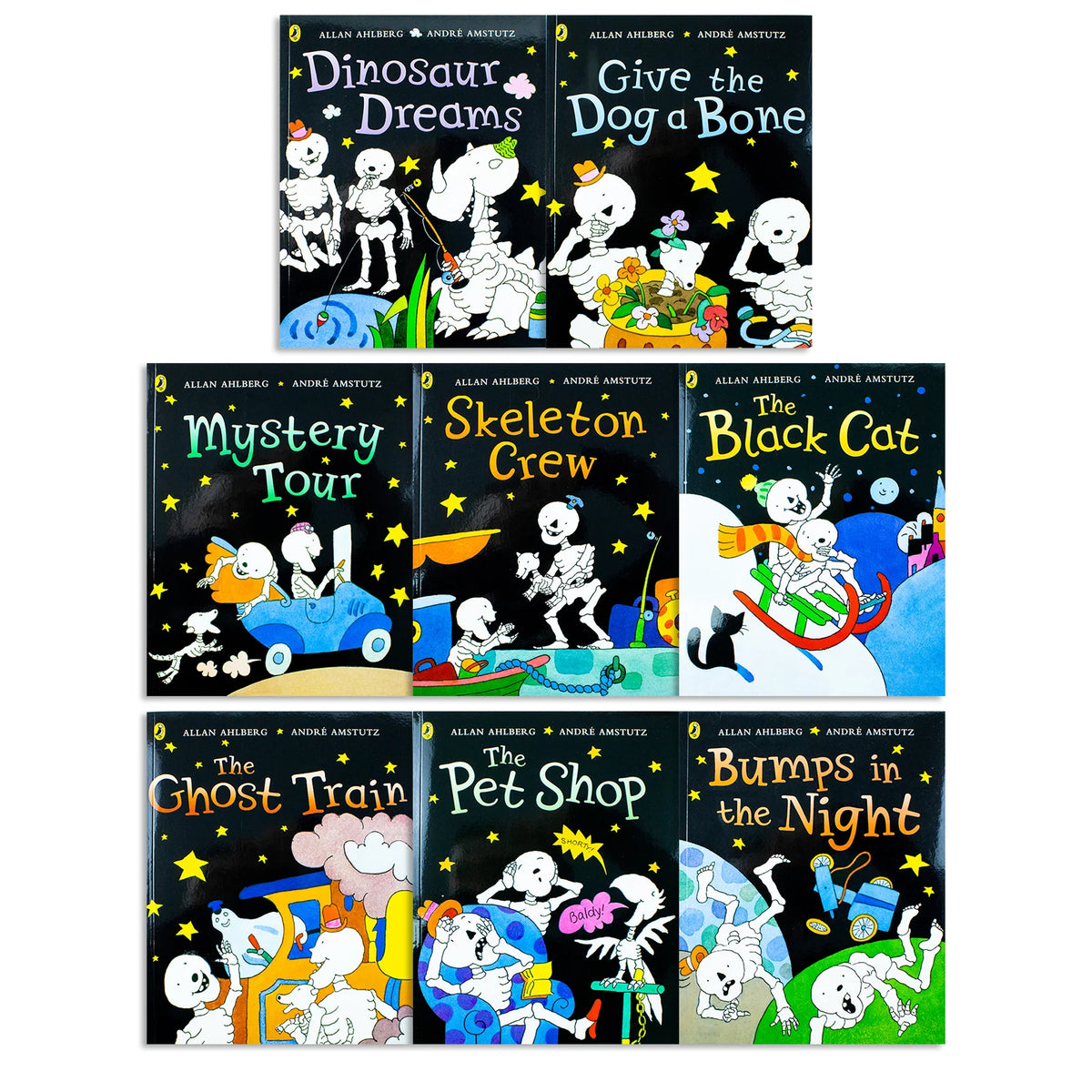 Funny Bones Collection – 8 Book Set: Spooky & Funny Skeleton Adventures - By Allan Ahlberg - Paperback