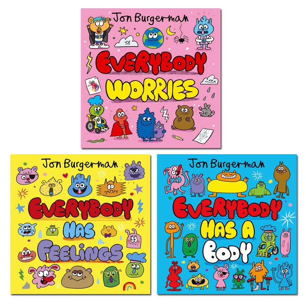 Jon Burgerman – Everybody Series: 3 Book Collection Set: Everybody Has a Body, Everybody Has Feelings & Everybody Worries - Children's Emotional Learning Books