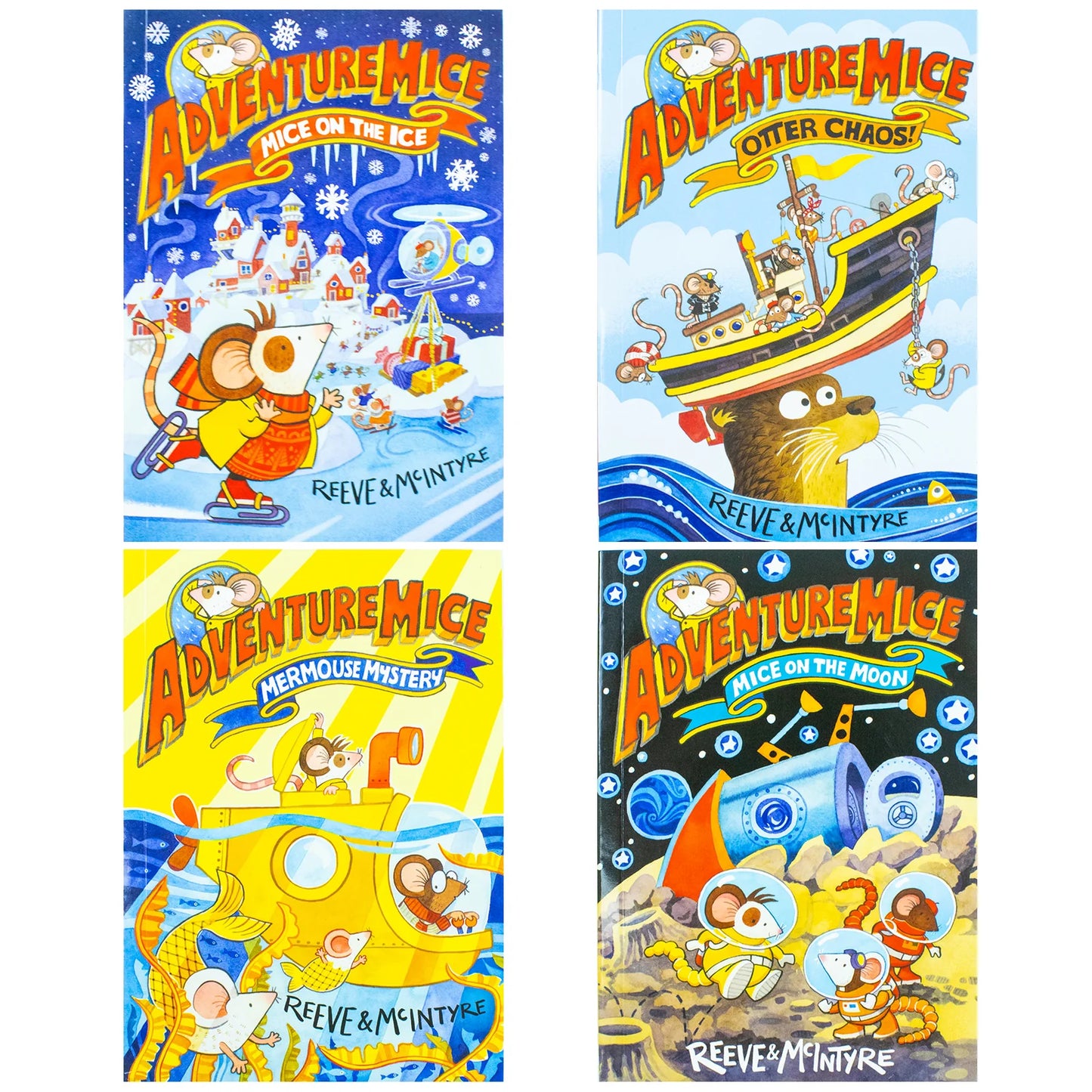 Adventuremice – 4 Book Collection Set: Mice on the Ice, Mice on the Moon, Mice by the Sea & Mice in the City - By Philip Reeve & Sarah McIntyre - Paperback
