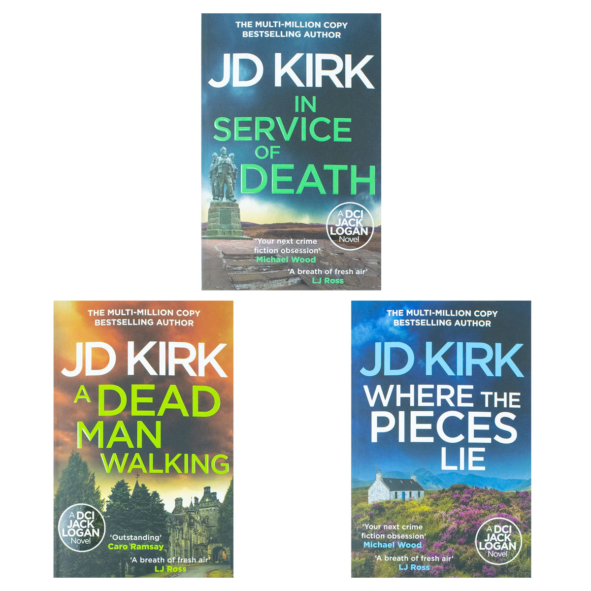 DCI Logan Crime Thrillers – 3 Book Set: In Service of Death, A Dead Man Walking & Where the Pieces Lie - By JD Kirk - Paperback