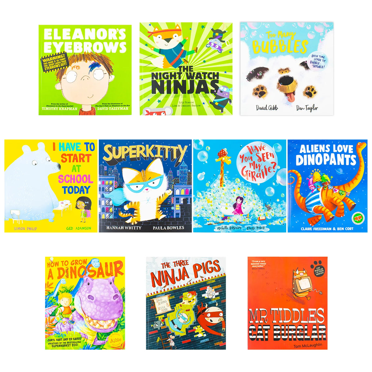 Humorous Children's Picture Books – 10 Book Set: Aliens Love Dinopants, Superkitty, Three Ninja Pigs & More - Various Authors - Paperback