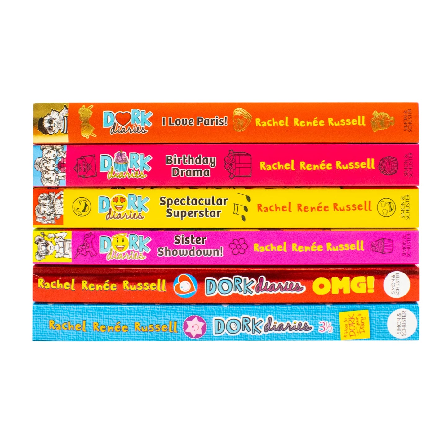 Dork Diaries – 6 Book Collection Set: Birthday Drama!, Spectacular Superstar, I Love Paris!, Sister Showdown!, OMG! & How to Dork Your Diary - By Rachel Renée Russell - Paperback