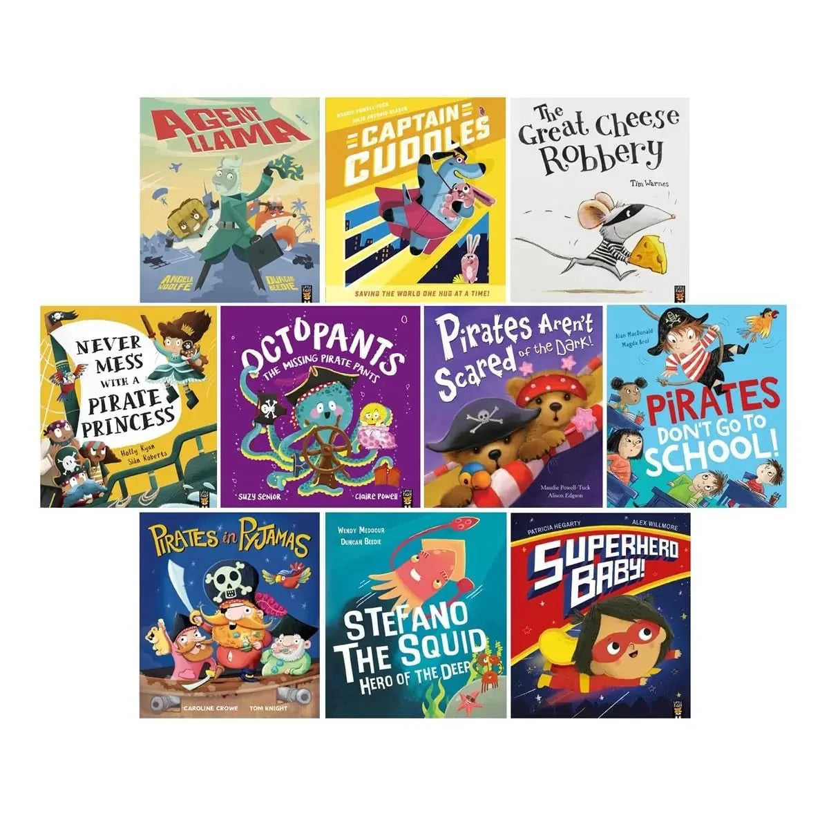 Pirates & Superheroes – 10 Book Collection Set: Agent Llama, Captain Cuddles, Octopants & More - Children's Picture Books