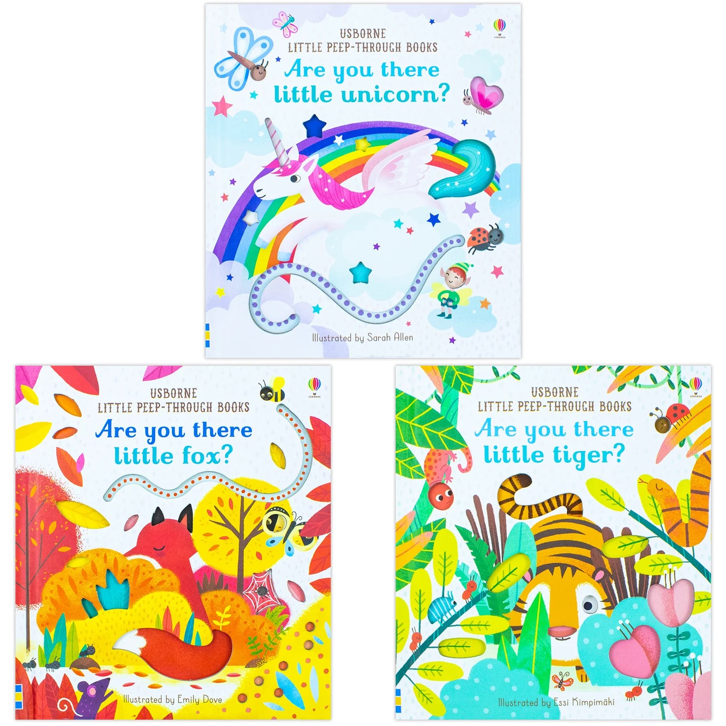 Usborne Little Peep Through – 3 Book Box Set: Are You There Little Unicorn?, Are You There Little Tiger? & Are You There Little Fox? - By Usborne - Hardback