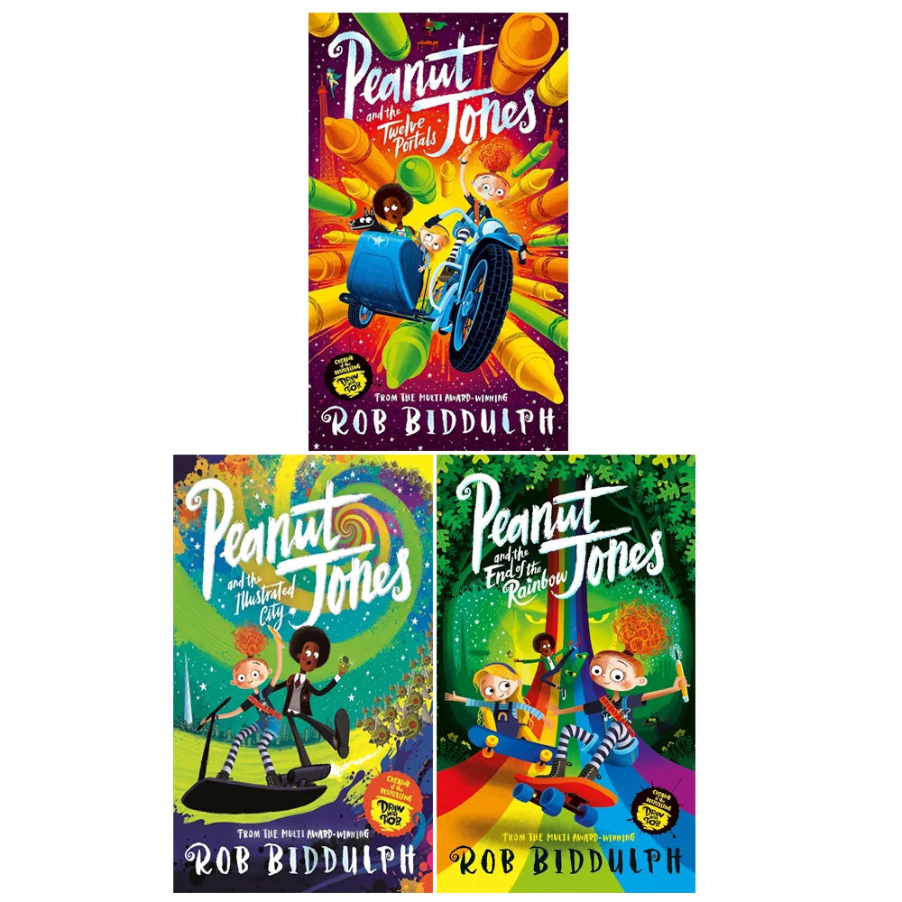 Peanut Jones Series – 3 Book Collection Set: Peanut Jones and the Twelve Portals, Peanut Jones and the Illustrated City & Peanut Jones and the End of the Rainbow - By Rob Biddulph