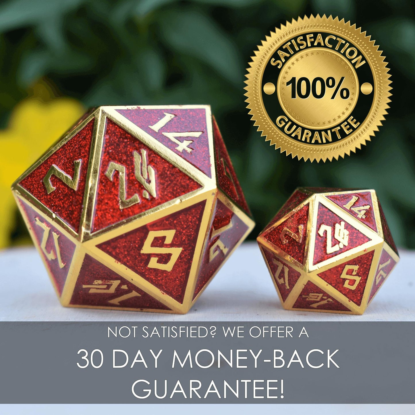 The Orb D100 - White, Red, and Black Metal Die