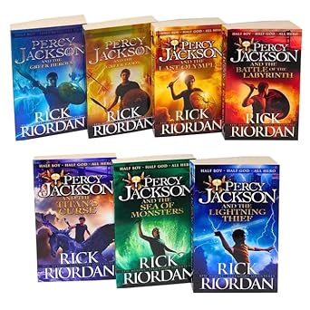 Percy Jackson & the Olympians Seven Children Books Collection Set Series illustrated edition Greek Myths - by Rick Riordan - Paperback