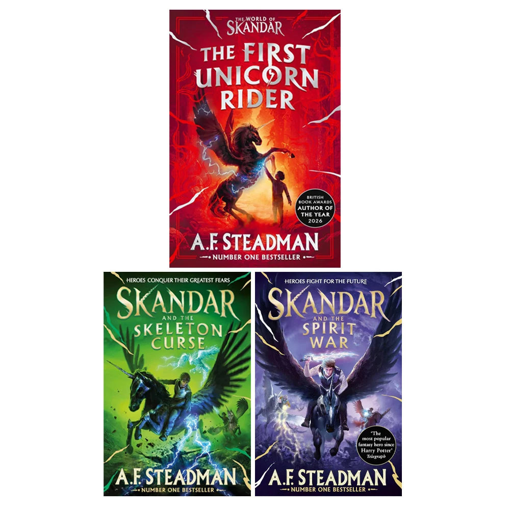 Skandar Series – 3 Book Collection: Skandar and the Spirit War, Skandar and the Skeleton Curse & The First Unicorn Rider - By A.F. Steadman - Hardback & Paperback