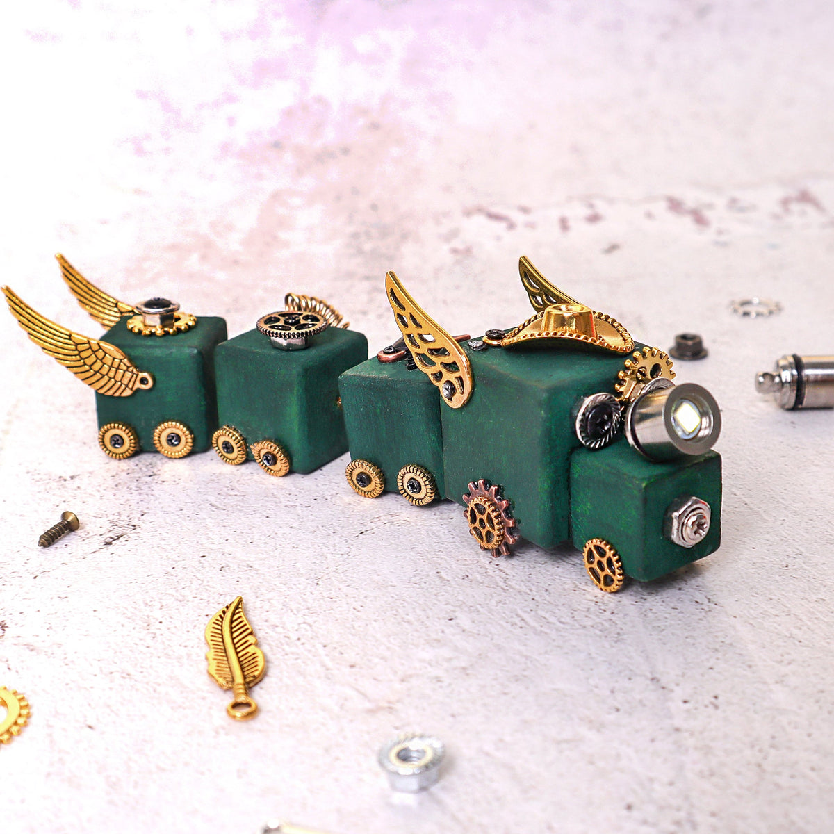 DIY Timber Train Kit – Build a Wooden Train with LED Light, Fun Accessories, Home and Office Décor