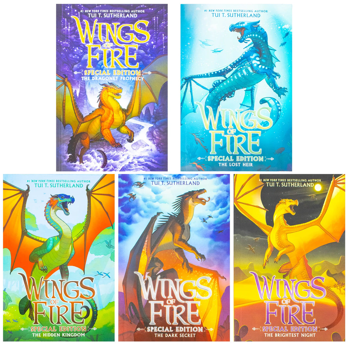 Wings of Fire Special Edition – 5 Book Box Set: The Dragonet Prophecy, The Lost Heir & More - By Tui T. Sutherland - Paperback