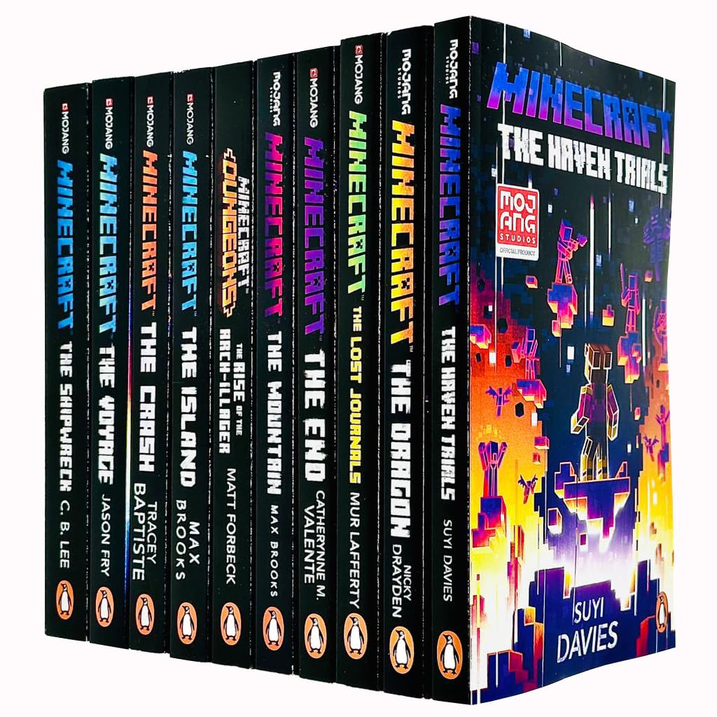An Official Minecraft Novels 10 Books Collection Set (The Shipwreck, The Voyage, The Crash, The Island, The Rise of the Arch Illager, The Mountain , The End, Lost Journals, Dragon & Haven Trials - by Jason Fry C.B. Lee - Paperback