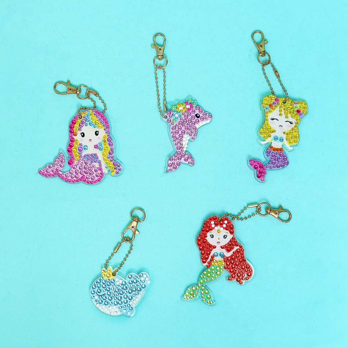 Adorable Keychains Diamond Art Kit – Mermaid (Set of 15)