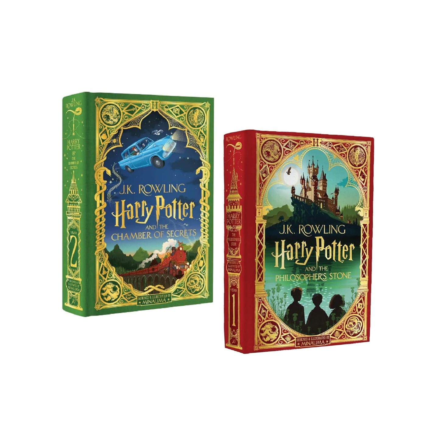 Harry Potter Mina Lima Collector's Edition Series Two Books Set: The Chamber of Secrets and the Philosopher’s Stone - by J.K. Rowling - Hardcover
