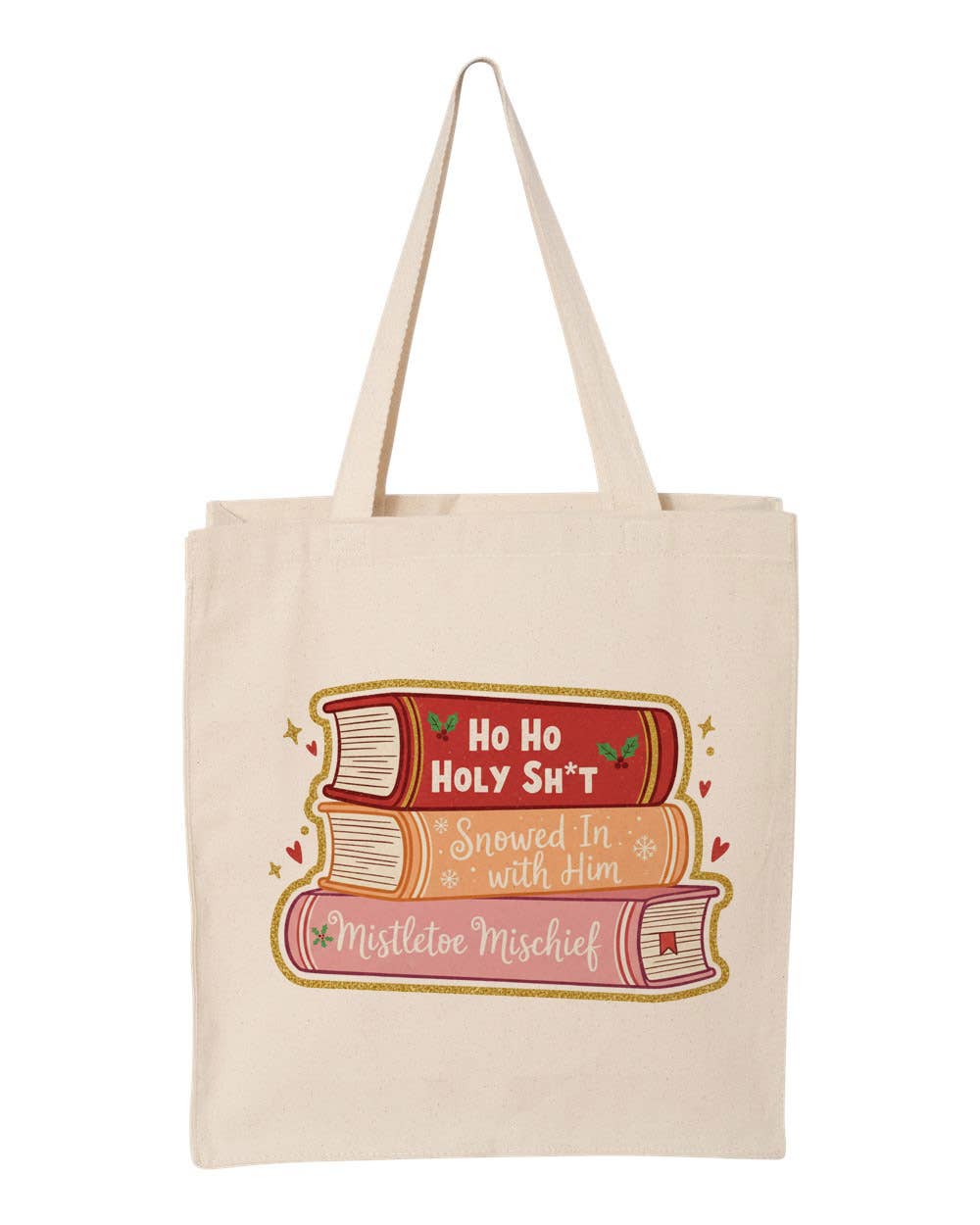 Mistletoe Mischief Book Lover Christmas Canvas Tote Bag