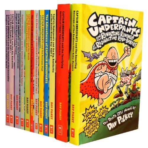 Captain Underpants Twelve Book Set Collection - Paperback with two Hardcovers