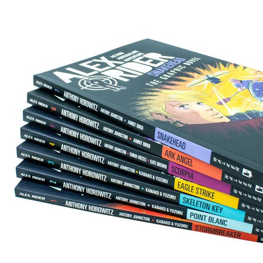 Alex Rider The Graphic Novel Collection 7 Books Set - by Anthony Horowitz: Stormbreaker, Point Blanc, Skeleton Key, Eagle Strike, Scorpia & Ark Angel, etc - Paperback