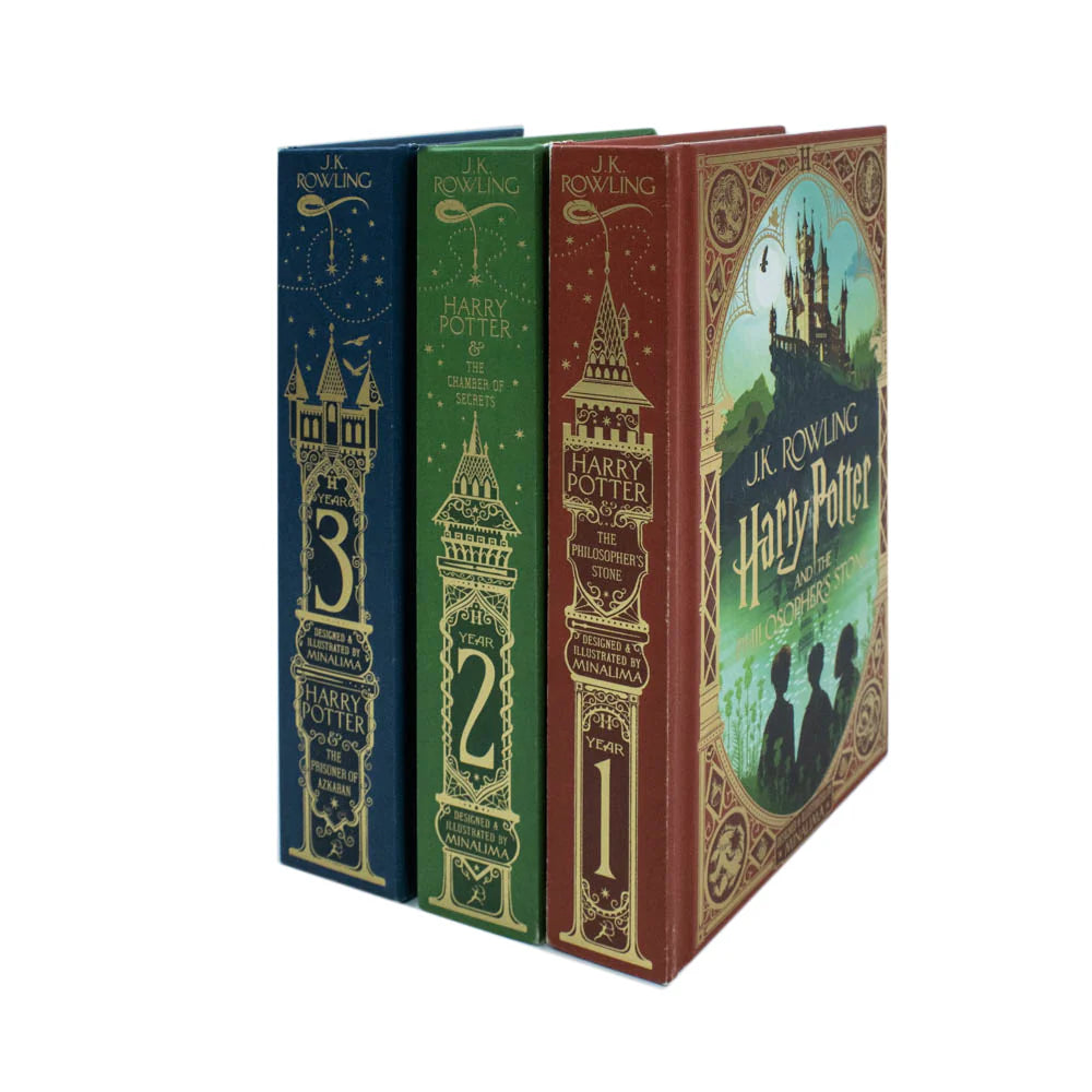 Harry Potter Mina Lima Collector's Edition Series Three Book Set: The Chamber of Secrets, The Philosopher’s Stone and The Prisoner of Azkaban - by J.K. Rowling - Hardcover