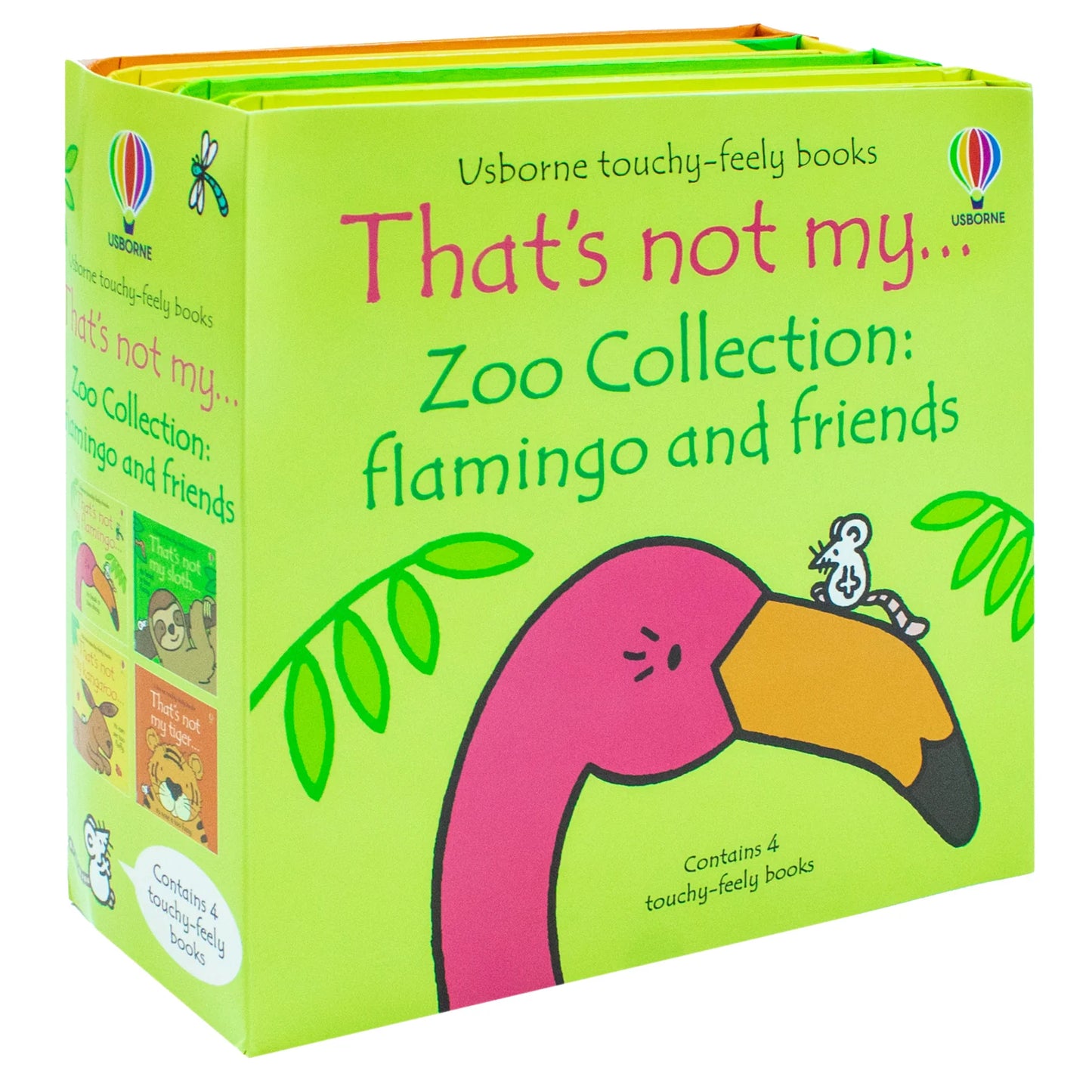 That's Not My Animals Collection – 4 Book Set: Flamingo, Sloth, Kangaroo & Tiger - By Fiona Watt & Rachel Wells - Harcover