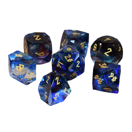 Enchanted Waters Multifaceted Glass Dice Set