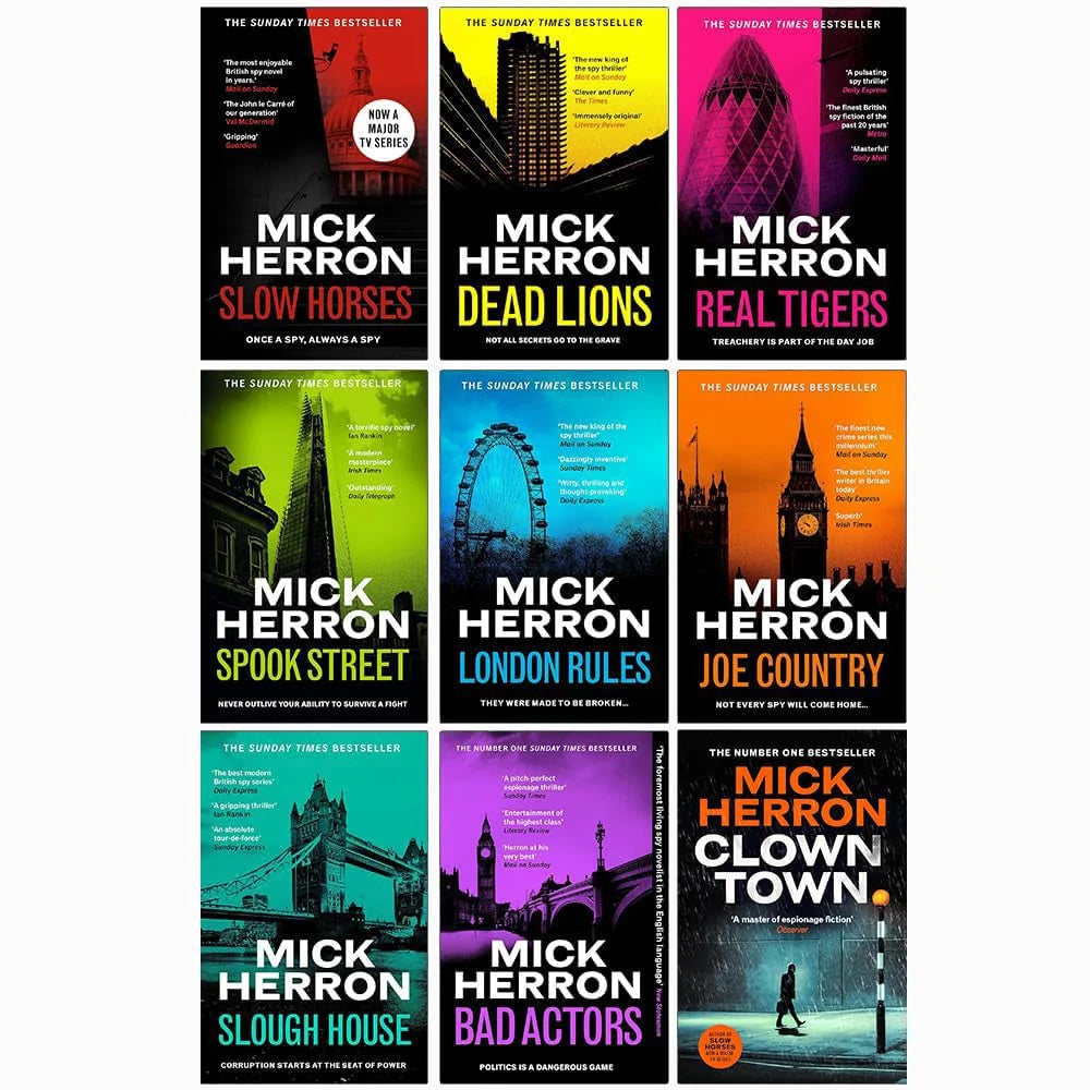Slough House Thriller Series – Complete 9 Book Set: Slow Horses, Dead Lions, Real Tigers & More - By Mick Herron - Paperback