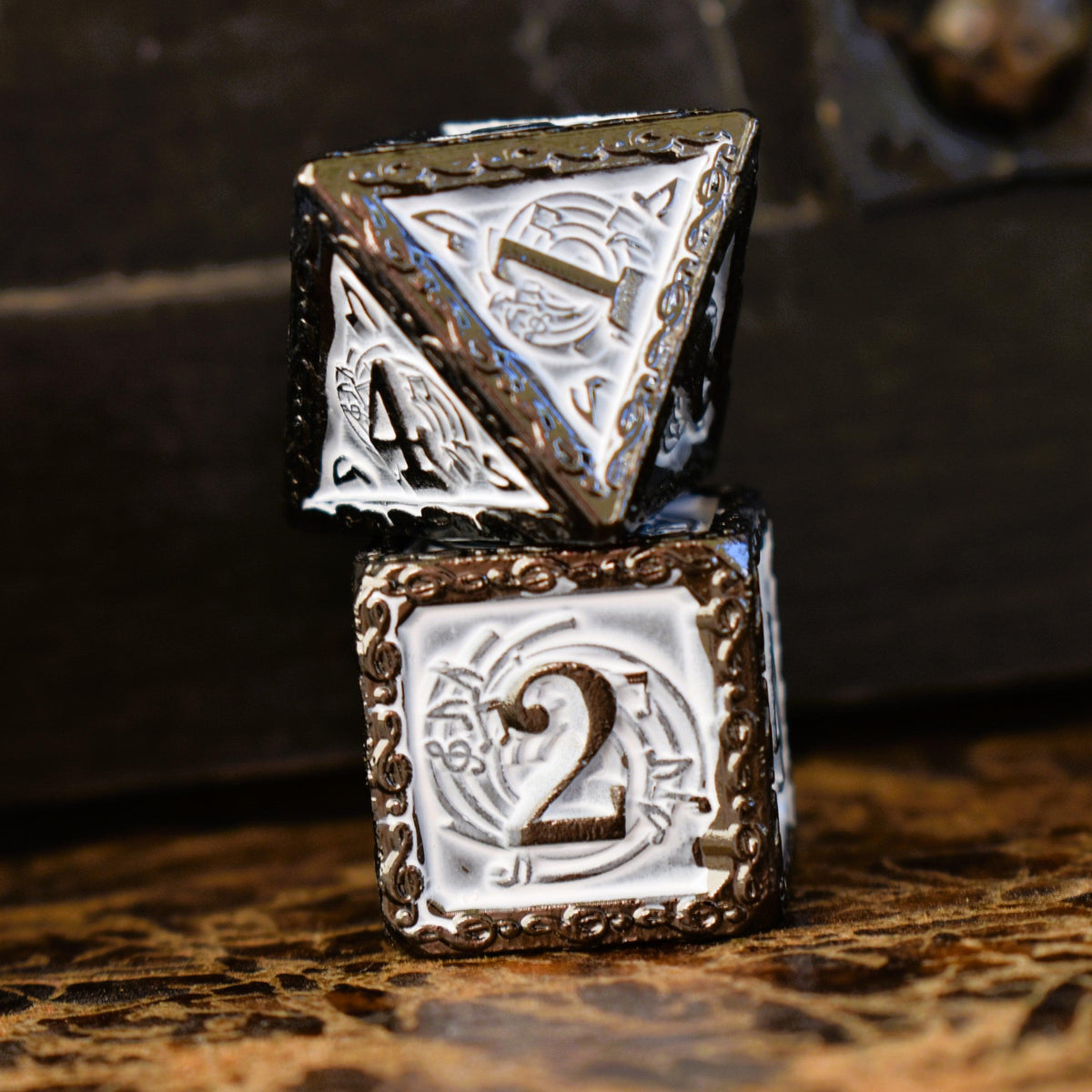 PRE-ORDER || Ballad of the Bard Black and White Metal Dice Set