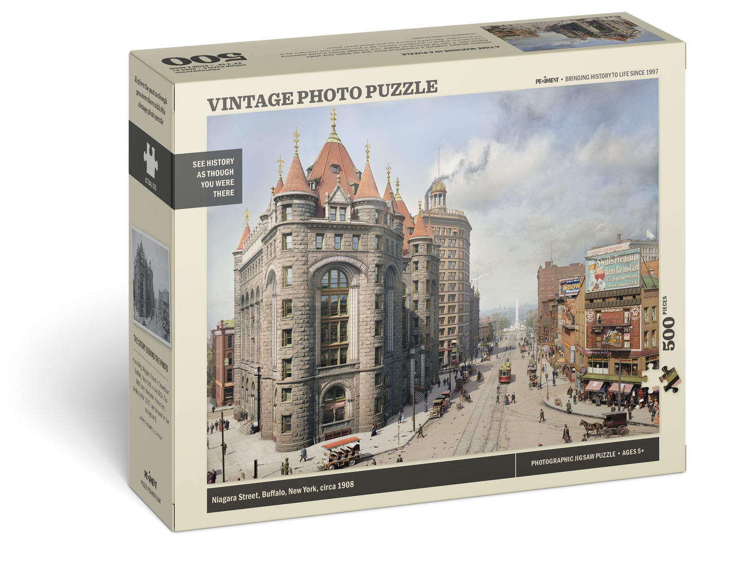 Vintage Photo Puzzle: Niagara Street, Buffalo, 1908: 500 Pieces
