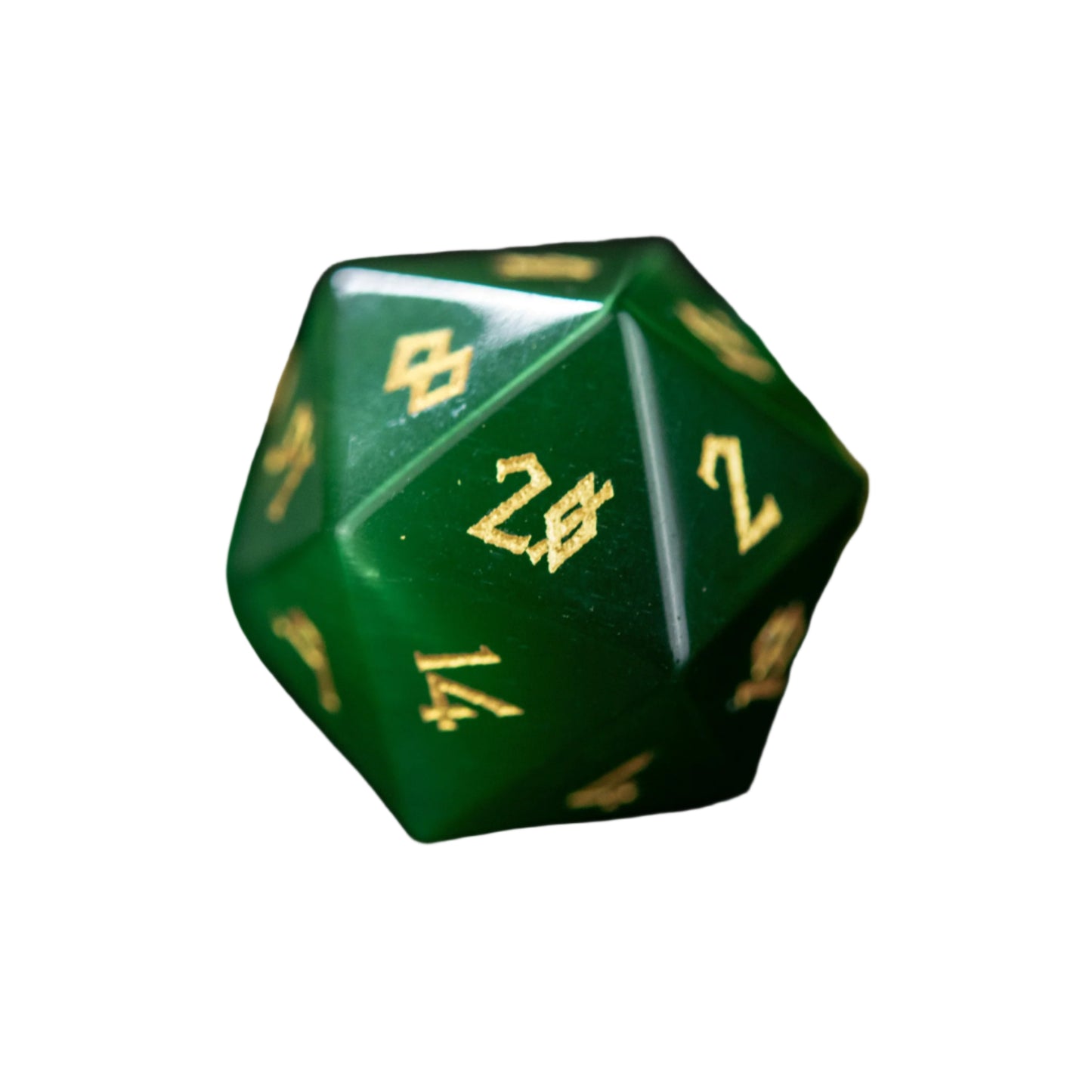 Green Cat's Eye Stone Dice Set