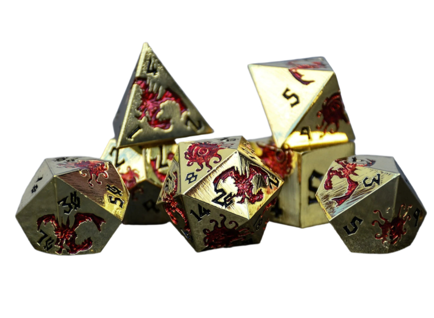 Monster Manual Dice - Gold and Red