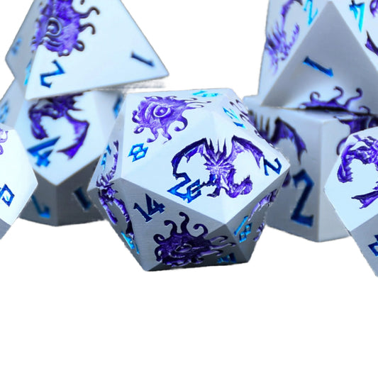 Monster Manual Dice - Silver and Purple