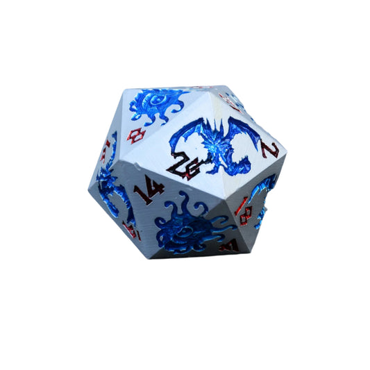 Monster Manual Dice - Silver and Blue