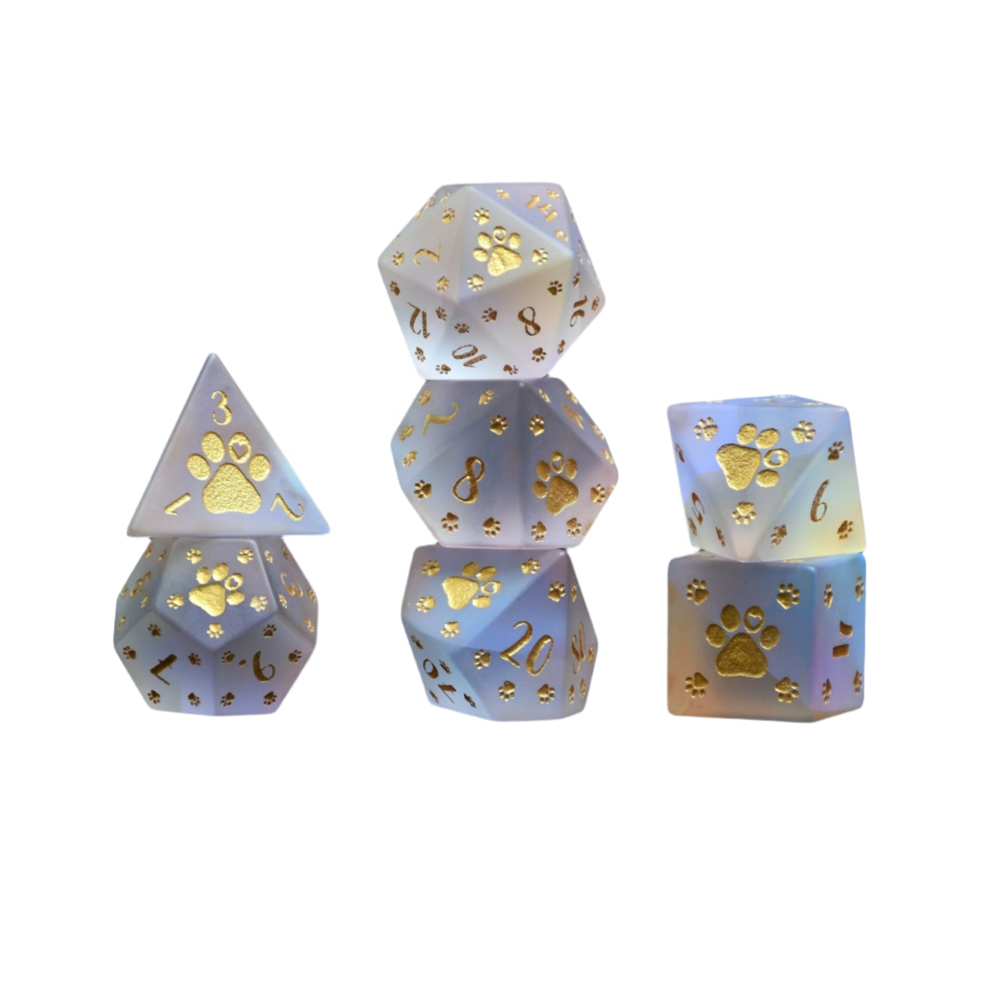 Puppy Paws Frosted Prism Glass Dice Set