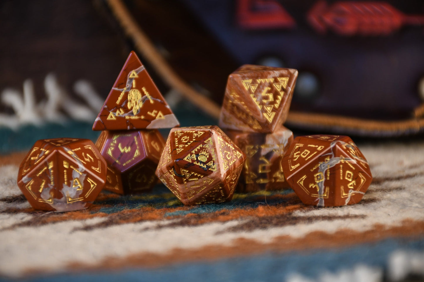 Navajo Red Jasper Stone Dice Set - Dice Around the World Collection