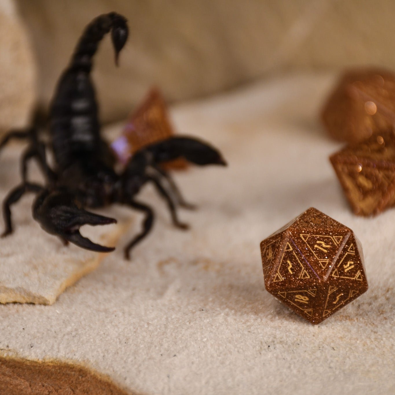 Egyptian Gold Sandstone Stone Dice Set - Dice Around the World Collection