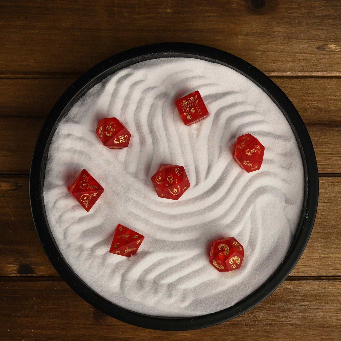 Japanese Frosted Red Glass Dice Set - Dice Around the World Collection