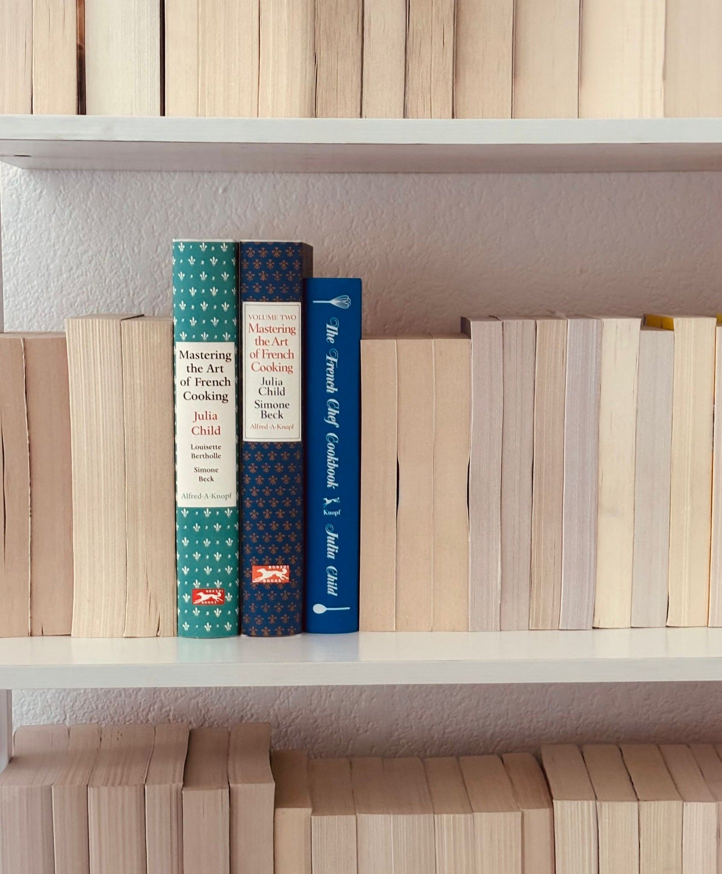 Julia Childs in three Harcover Books: The French Chef Cookbook, Mastering the Art Of Frecnh Cooking Volumes One and Two. Three Beautiful Enormous Books!