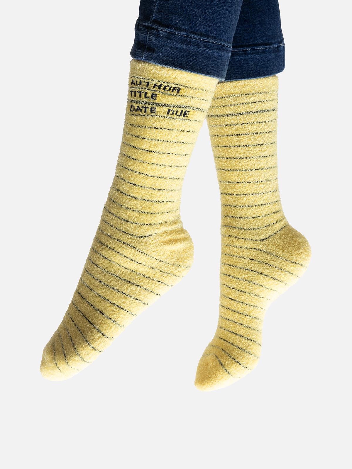Library Card Yellow Cozy Socks
