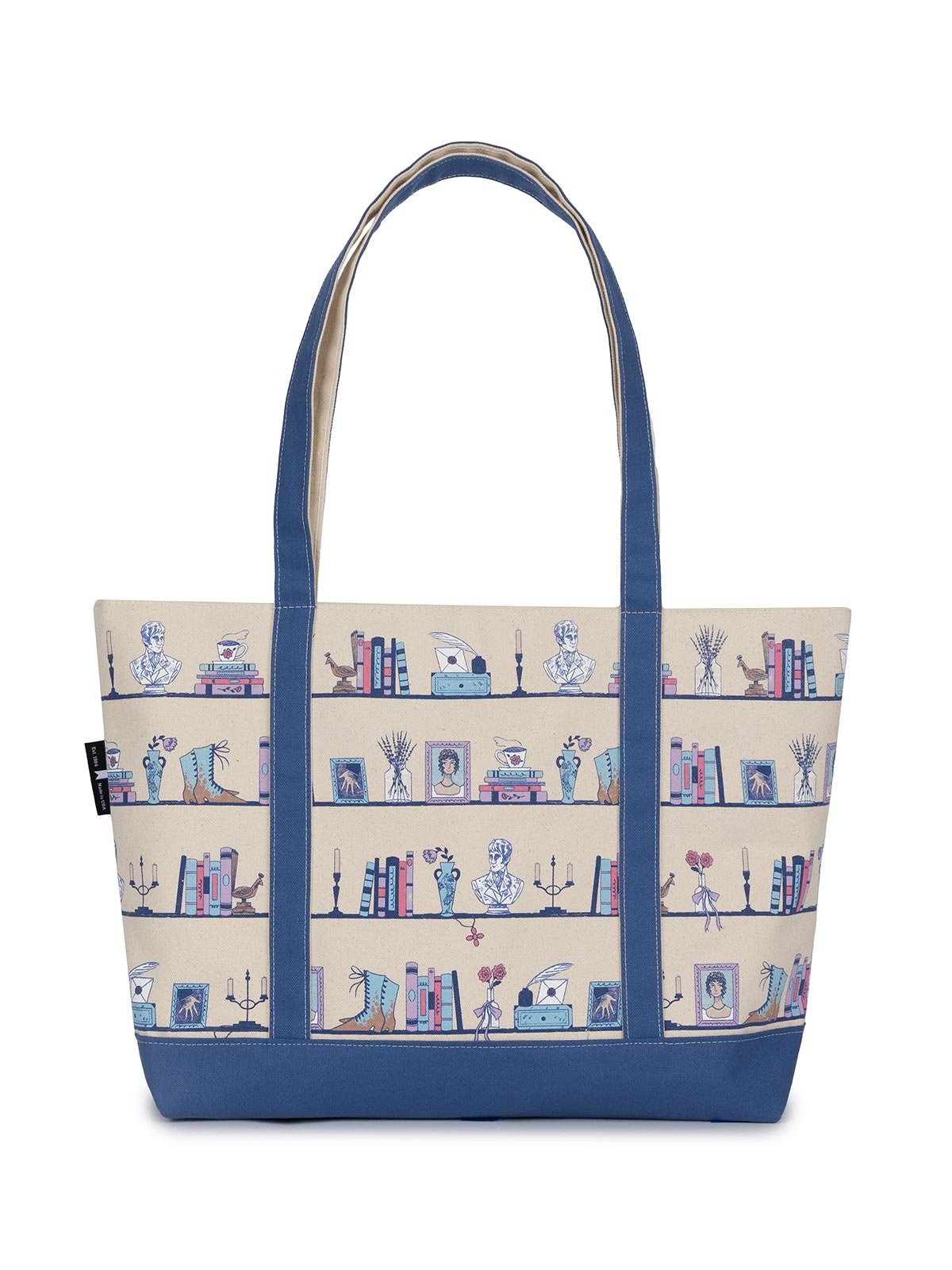 Pride and Prejudice Bookshelf Large Zippered Tote