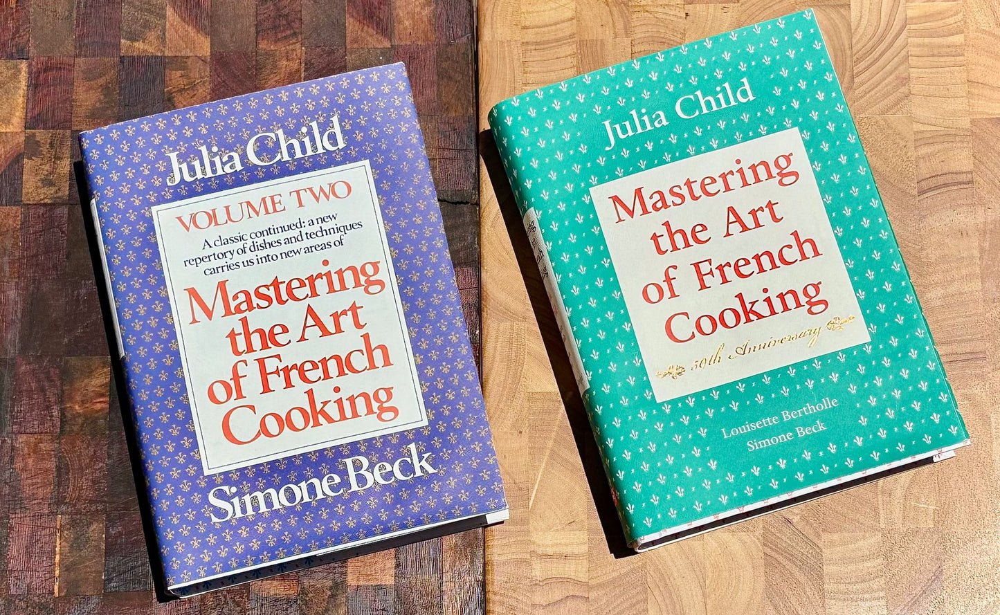 Julia Childs in three Harcover Books: The French Chef Cookbook, Mastering the Art Of Frecnh Cooking Volumes One and Two. Three Beautiful Enormous Books!