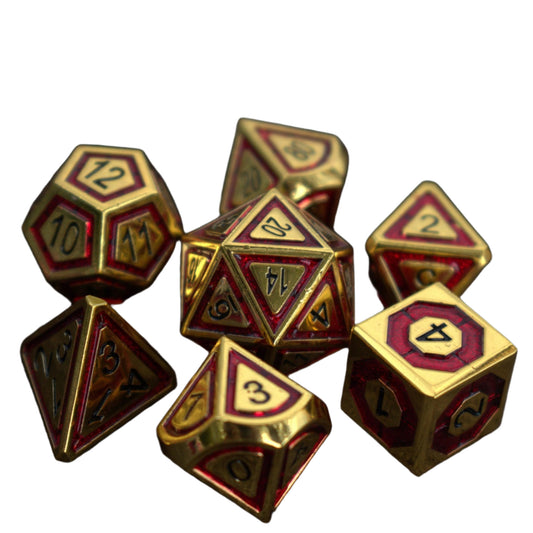 Cleric's Domain Red & Gold Metal Dice Set