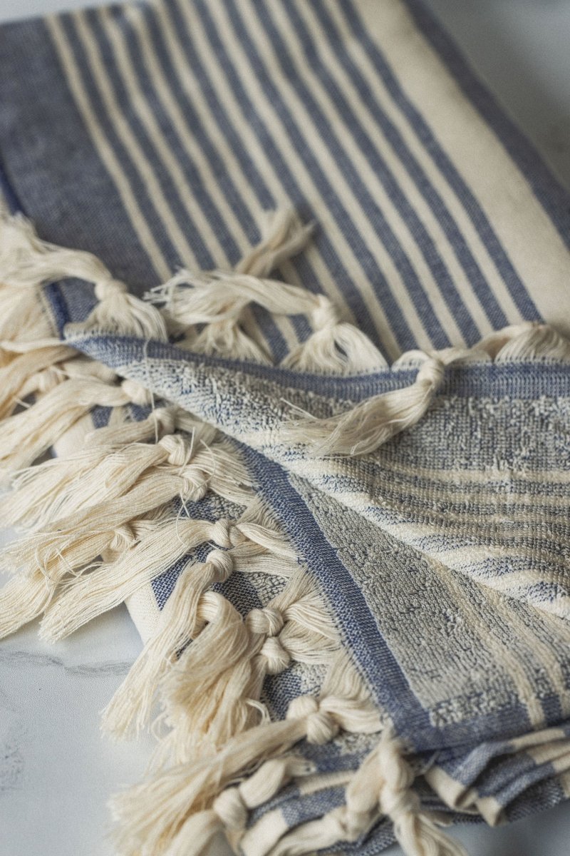 High Tide Collection Turkish Beach Towels - 34” x 70”, Organic Turkish Cotton with Terry Backing