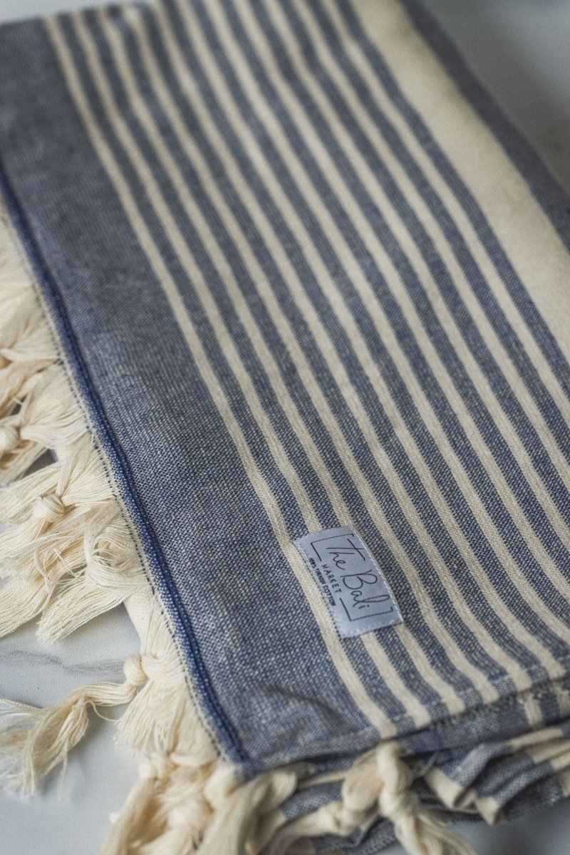 High Tide Collection Turkish Beach Towels - 34” x 70”, Organic Turkish Cotton with Terry Backing