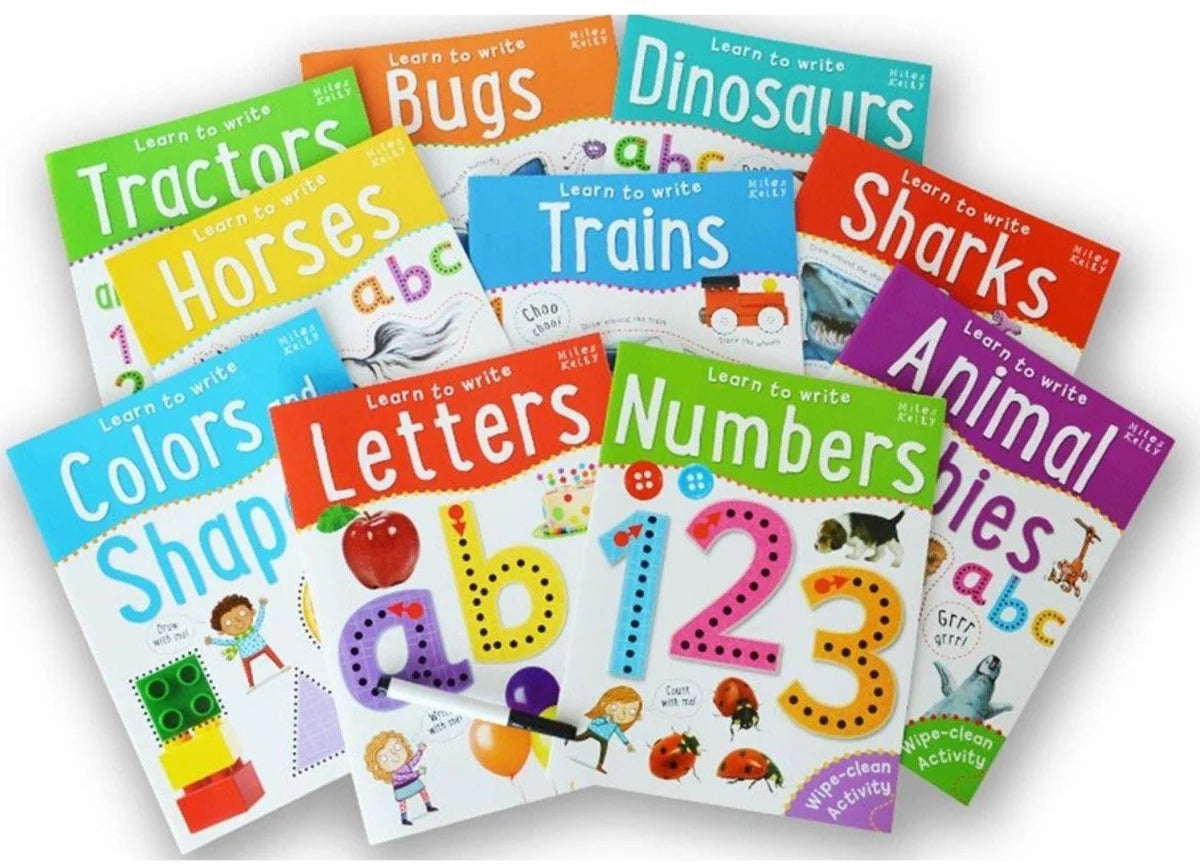 Miles Kelly - Learn To Write Wipe Clean Activity - 10 book set