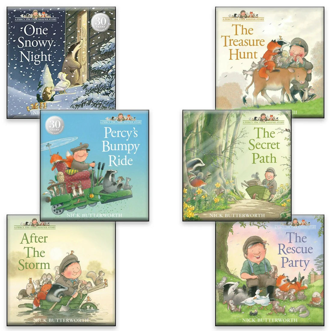 Percy the Park Keeper Six Books Set Collection Children's Adventure Stories with Animals & Nature | Fun Picture Books for Kids - by Nick Butterworth – Paperback, Large Square Format