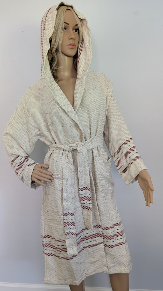 Serenity Bathrobe – Soft Flat Weave Turkish Cotton, Hooded Design