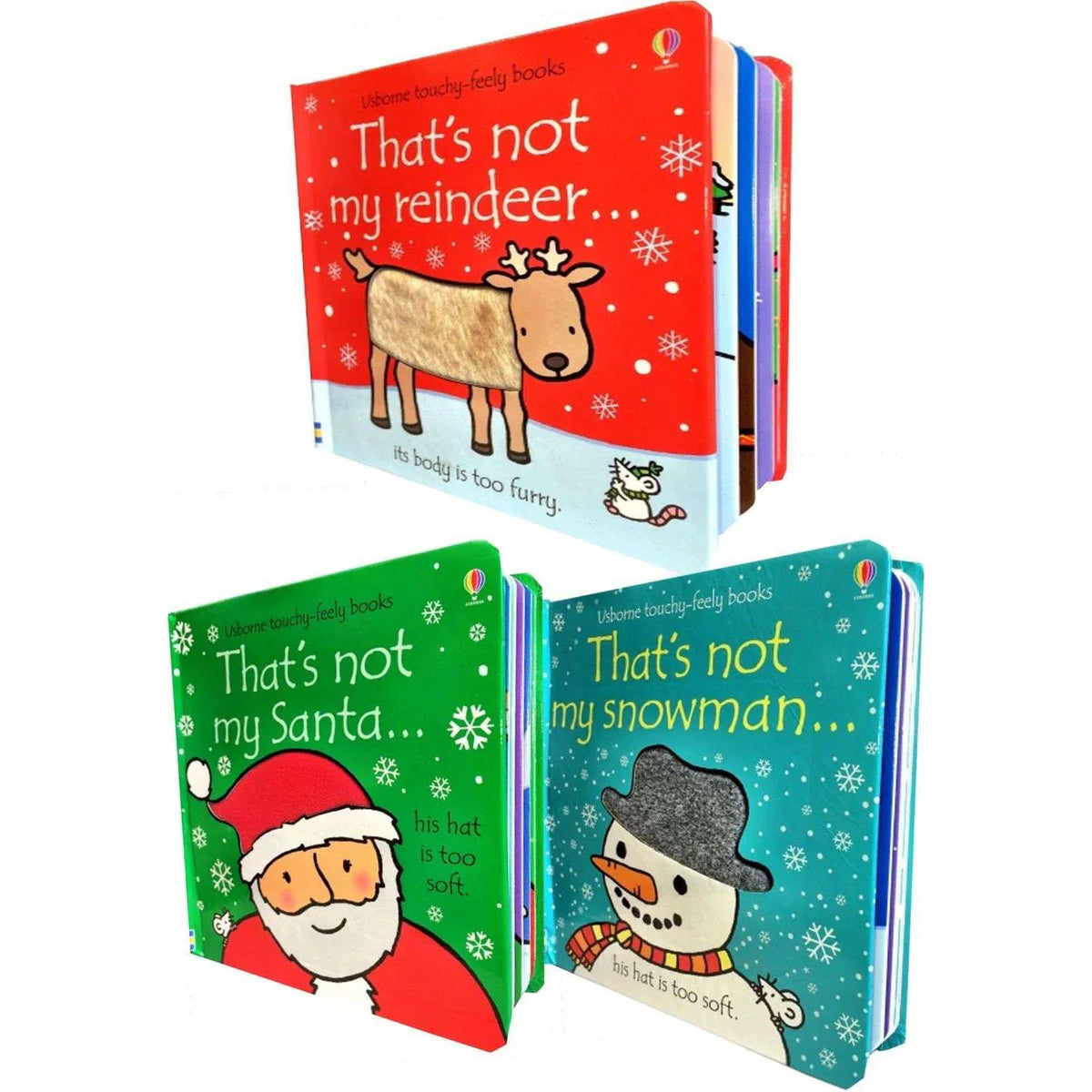 Thats Not My Christmas Collection - 3 Books Set Touchy-Feely Books Santa, Snowman