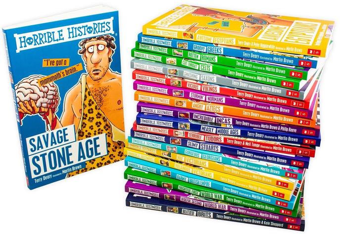 Horrible Histories – 20 Book Box Set: Savage Stone Age, Rotten Romans, Terrible Tudors & More - By Terry Deary - Paperback